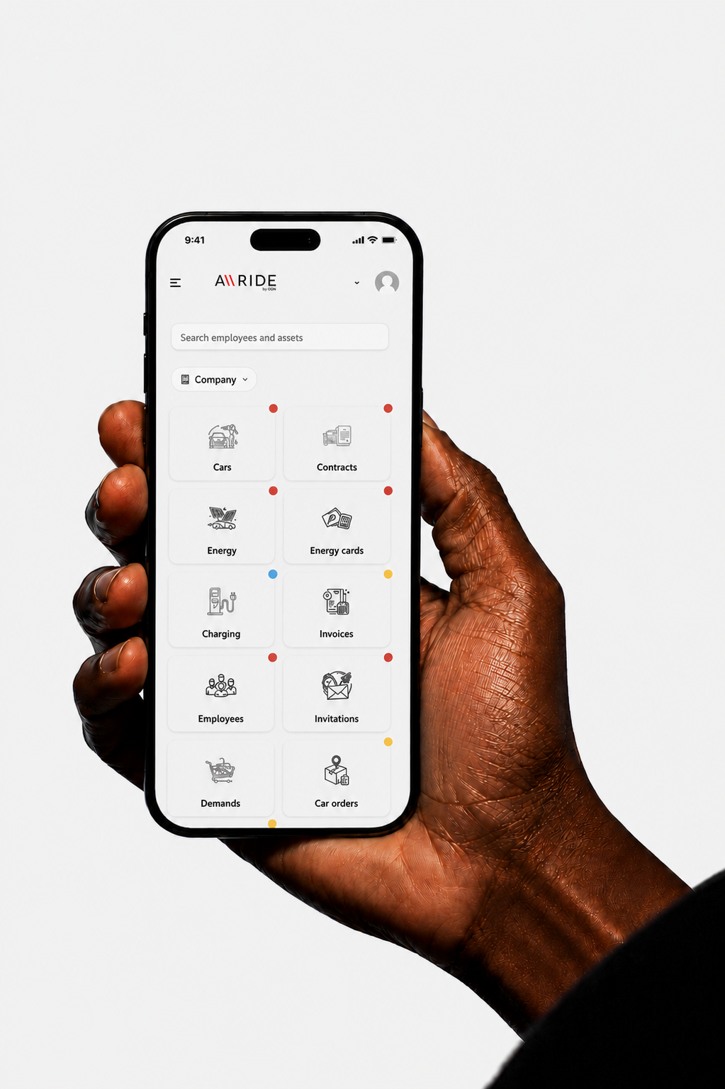 Phone mockup showing the GMS mobility platform