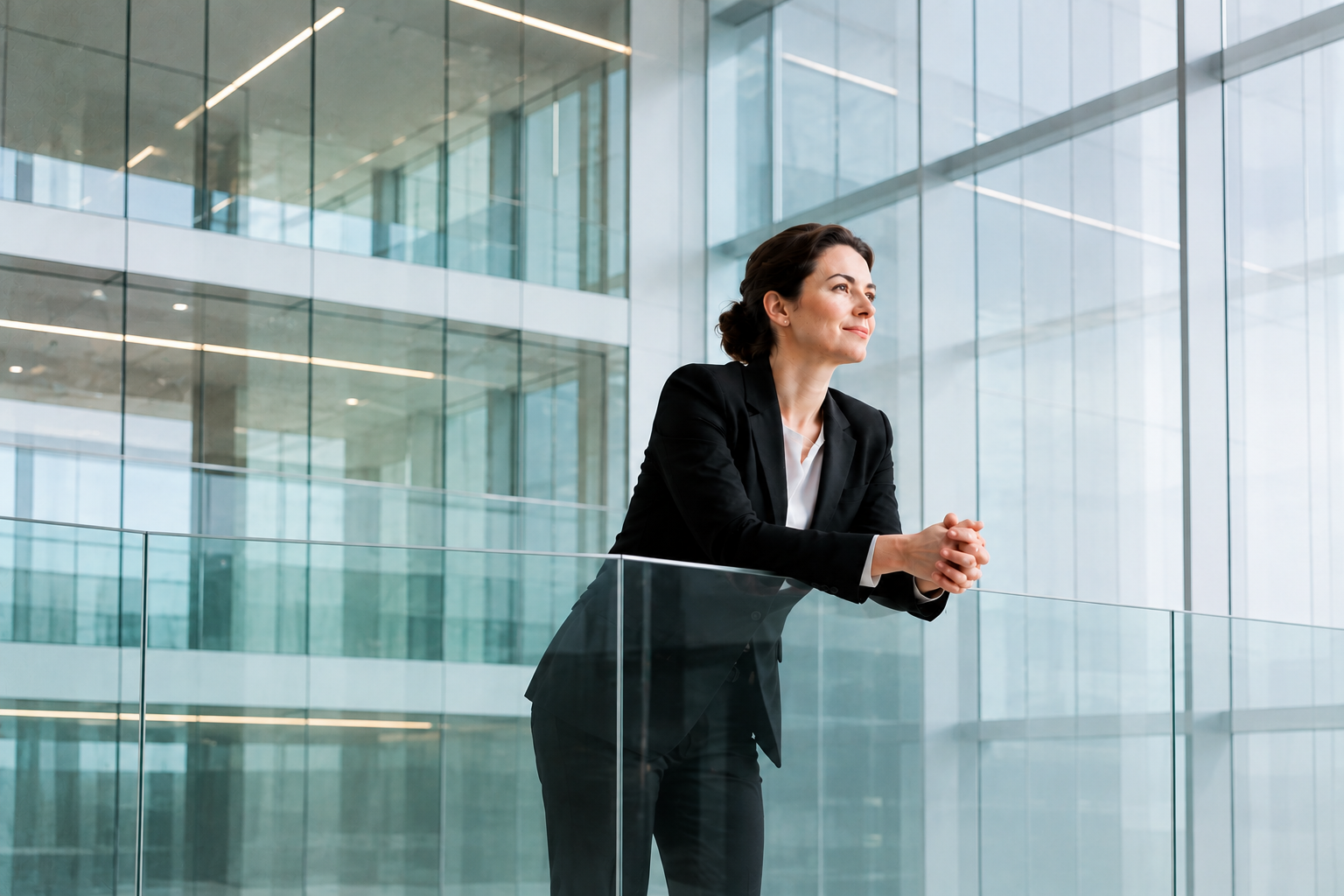 Businesswoman in a modern glass office